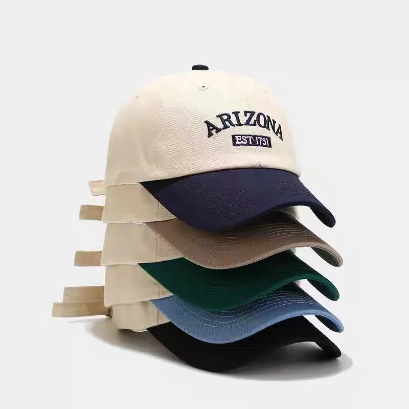 Small and Fashionable Arizona Letter Embroidered Color Blocking Women\'s Daily Sun Protection Curved Brim Baseball Cap