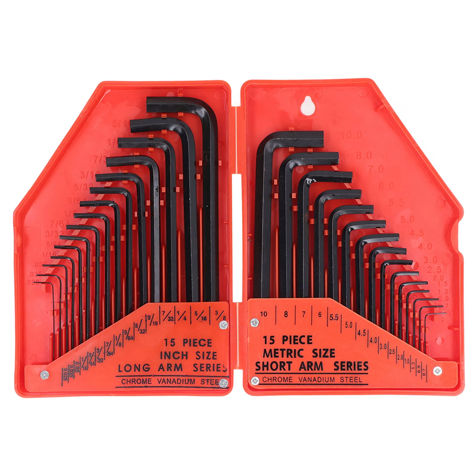 30 Pcs Hex Wrench Set 45 Steel High Strength Inch Metric Long Short Arm Hex Key Combo Tools