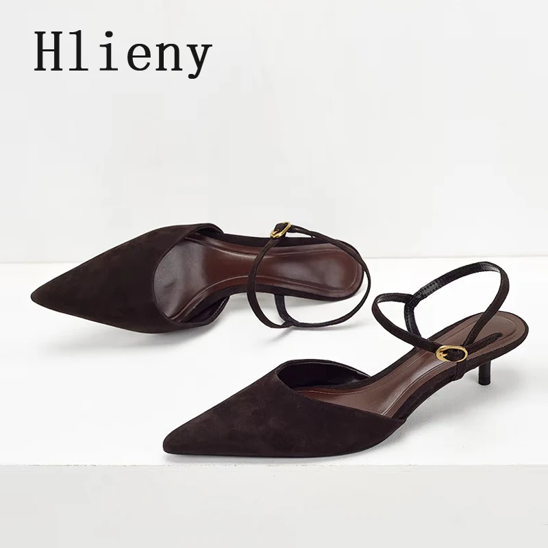 

Hlieny Street Style Pointed Toe Women Pumps Fashion Buckle Strap Thin Low Heels Stripper Prom Ladies Sandals Elegant Shoes