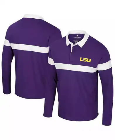 Colosseum | Men's Purple LSU Tigers Too Cool For School Long Sleeve Polo Shirt