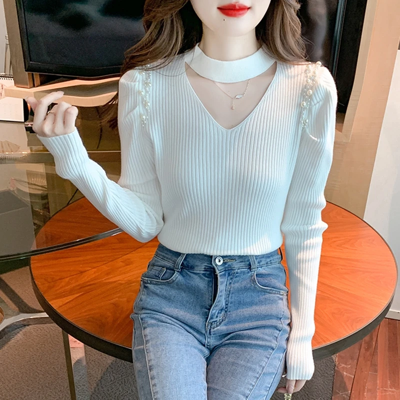 Elegante Koreanische Herbst Winter Pullover Frauen Casual Langarm Koreanische Mode Y2k Kleidung Dünne Gestrickte Tops Damen Pullover