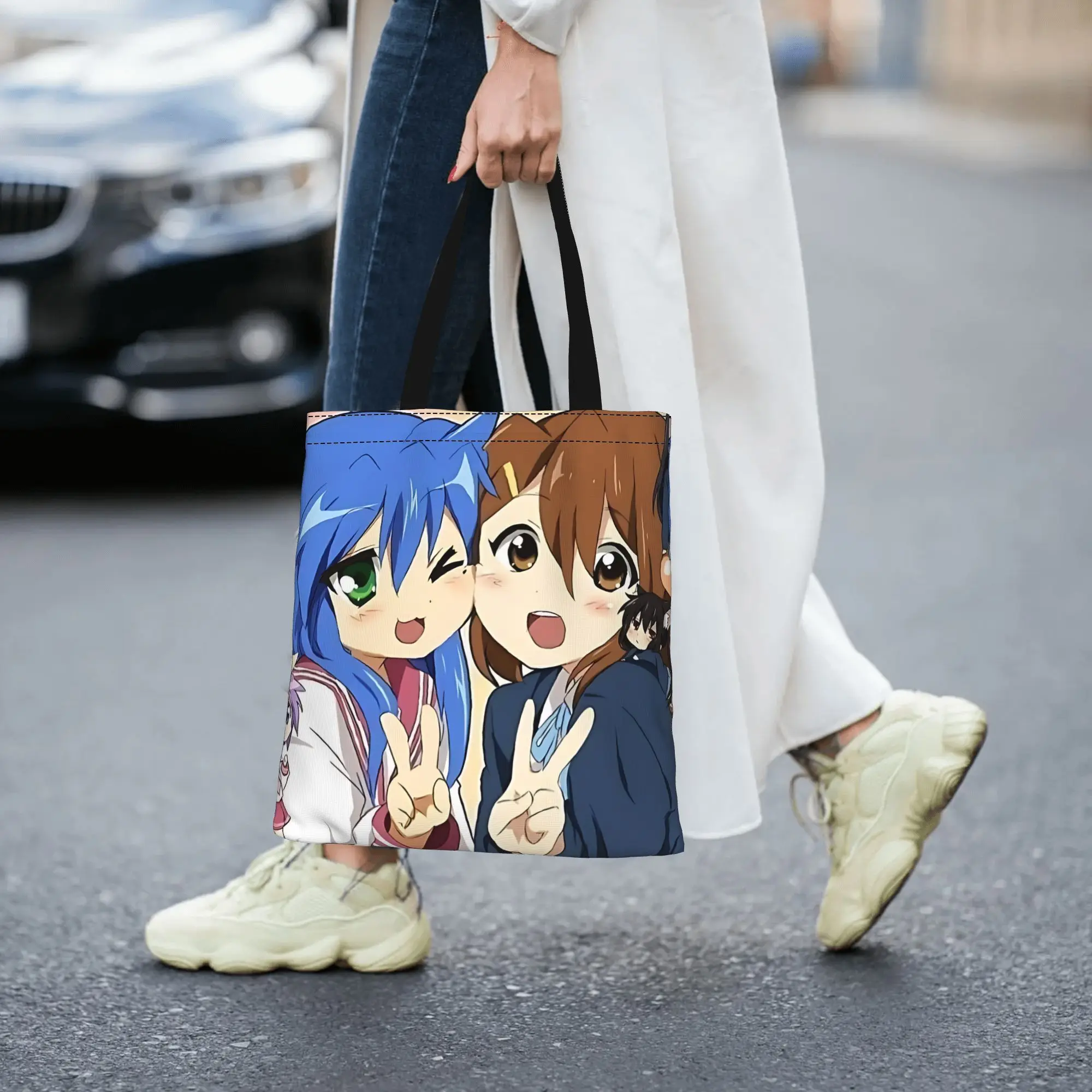 Bags For Woman Colorful Anime Girl Shopping Bag Its bags Reusable Double Sided Canvas Tote Bag Shoulder  Handbag