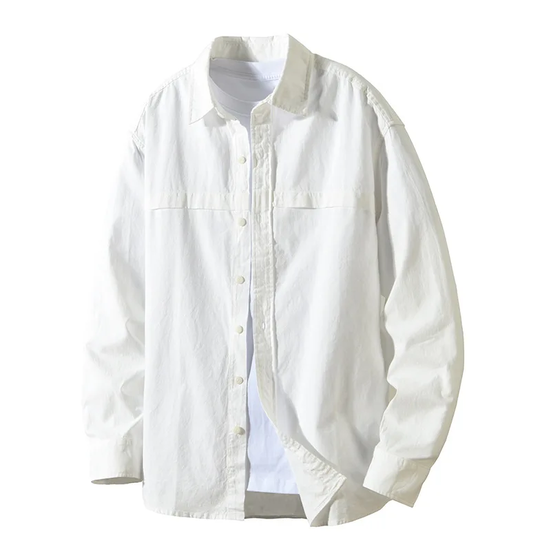 

Men's Long Sleeve Casual Shirt Pure Cotton Color Neck Design Slim Fit Style Chinese Production Autumn Season Fashion