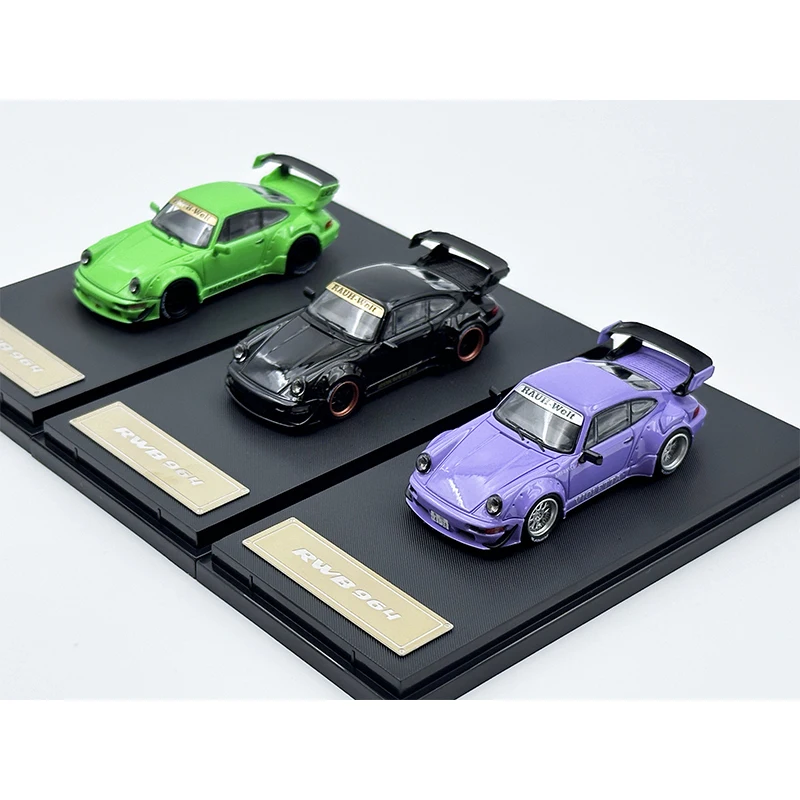 STAR In Stock 1:64 RWB 964 Violet Neon Green Diecast Diorama Car Model Collection Toys