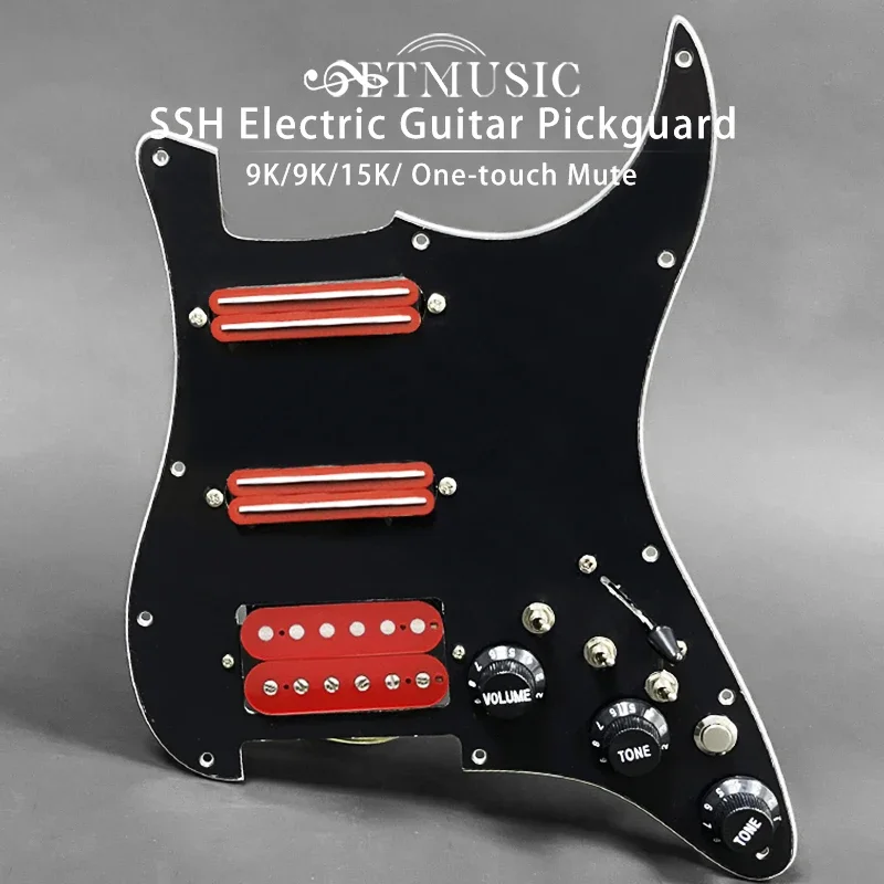 ST Guitar SSH-Coil Splitting Prewired Pickguard Two Mini Humbucker + One Humbucker(9K/9K/15K)+Silence Switch