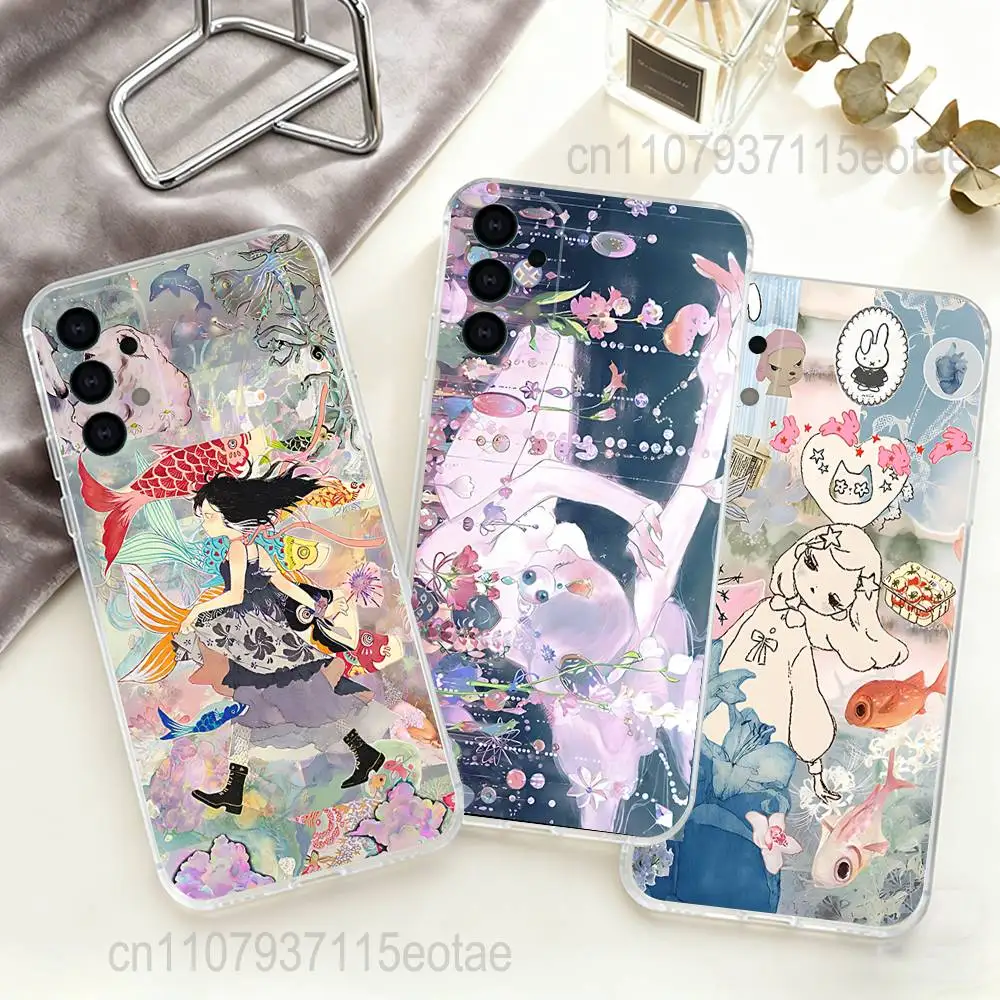 

Aya T-Takan paintings cartoon Phone Case For Samsung S30,S25,S24,S23,S21,S22,S20,S10,5G,FE,lite,PIus,Ultra Transparent Cover