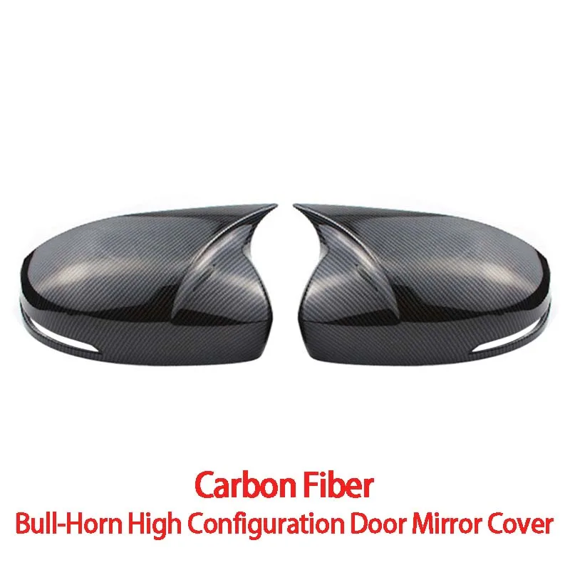 Bull-Horn Door Mirror Cover For Honda City GM6 2014 2015 2016 2017 2018 2019 2020 Carbon Fiber Glossy Black Car Decoration