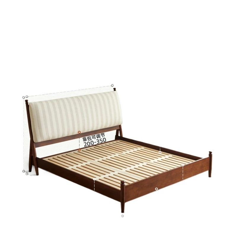 

Medieval style solid wood bed master bedroom 1.8 meters double backrest pad soft bag bed