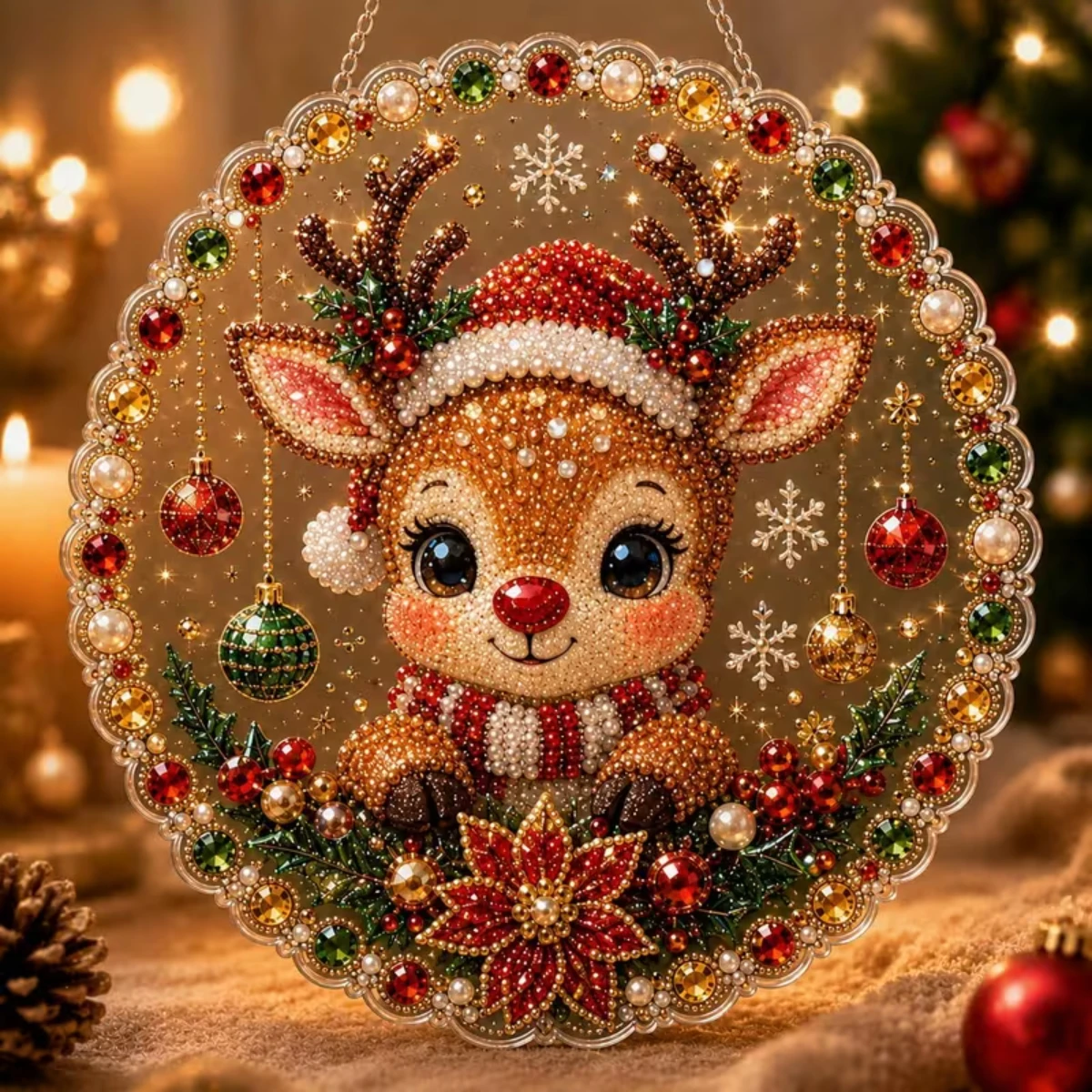 パールダイヤモンドペイントキット、クリスマス、サンタクロース - Art And Craft For Xmas のレビューと価格