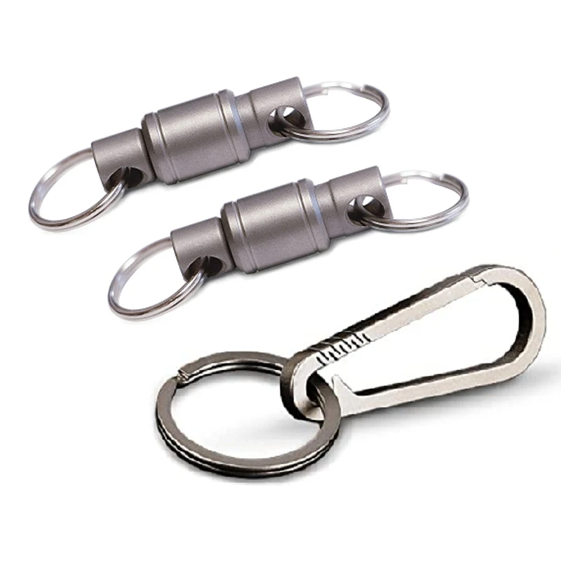 3Pcs Quick Release Keychain Titanium Swivel Clip Keychain With Titanium Carabiner And Keyrings