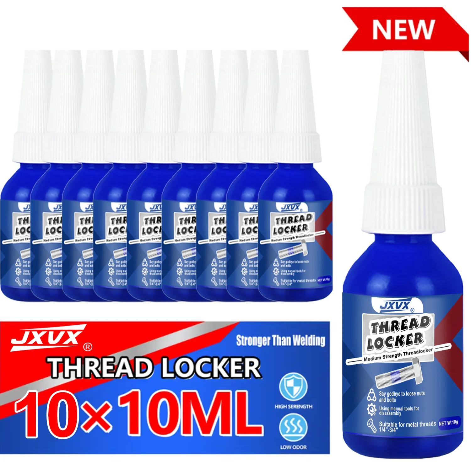 10PCS 10ml Threadlocker JXVX 243 Sealing Screw Glues Thread Locking Agents Anaerobic Strong Glues Anti Loose DIY Repairs.