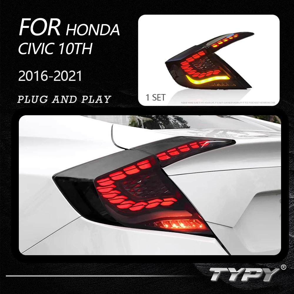 

TYPY New LED Taillight Upgrade Modified Full Tail Lamp Car Accessories For Honda civic 10th 2016-2021 Dynamic Turn Signals