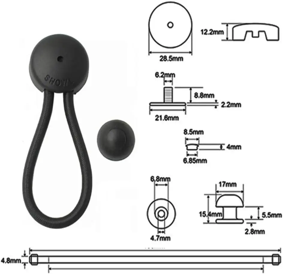 

5pcs Truck Tie Down Kit Fastener Bungee Shock Cord Cover Clip Elastic Buckle With Knob For Marine Boat RV Caravan Truck