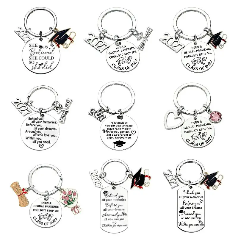Class Of 2026 Keychain Metal Key Ring Diploma Charm Keychain Fashionable Graduation Keychain For College Graduation