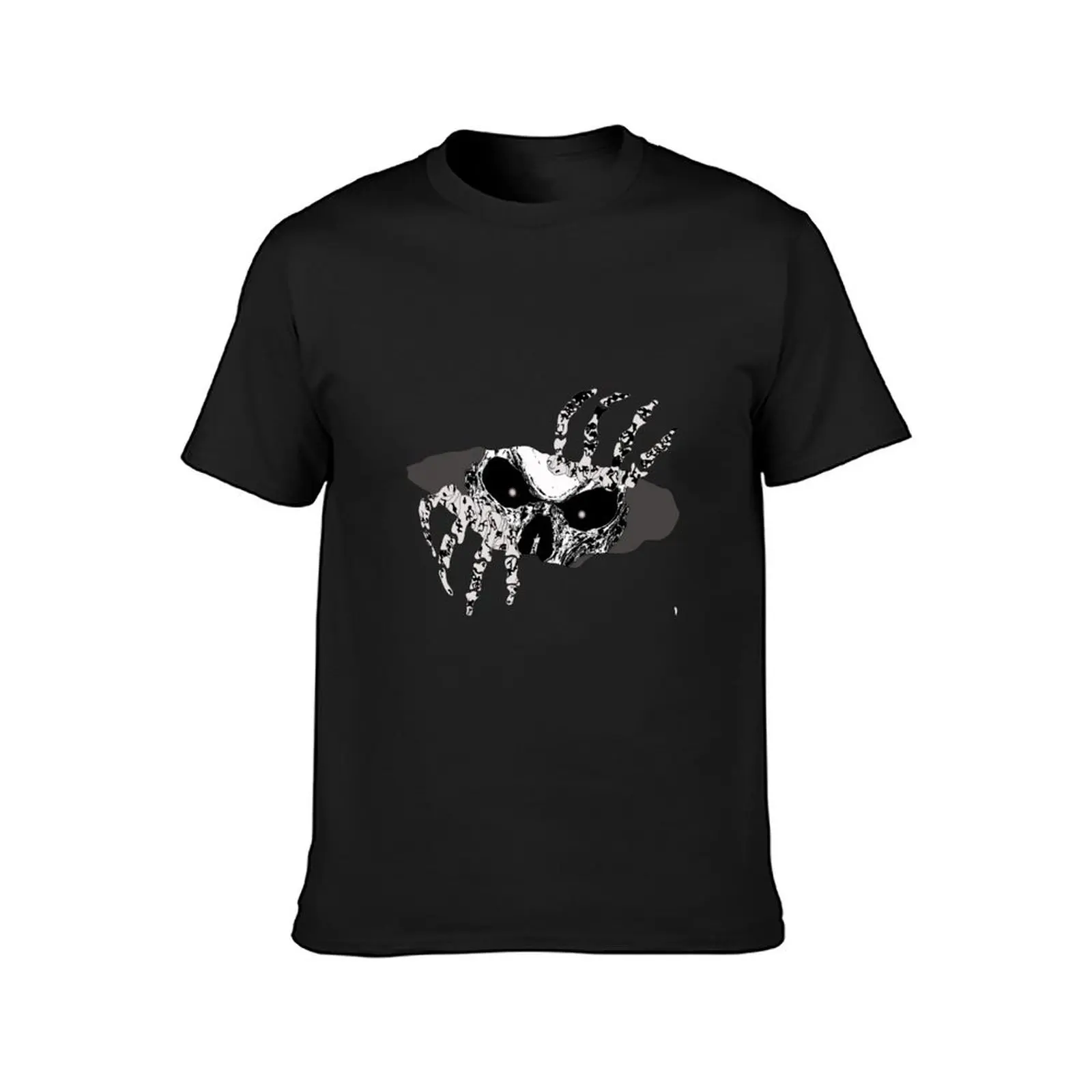 The skull peeks through the crack, black and white. T-Shirt customizeds cute clothes anime plain mens clothes