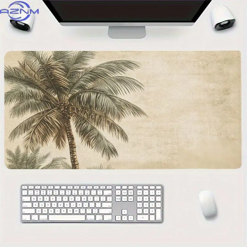 Antique Coconut Palm Mouse Pad Waterproof Non‑Slip Aesthetic Tropical Botanical Print Mousepad Computer Desktop Mat
