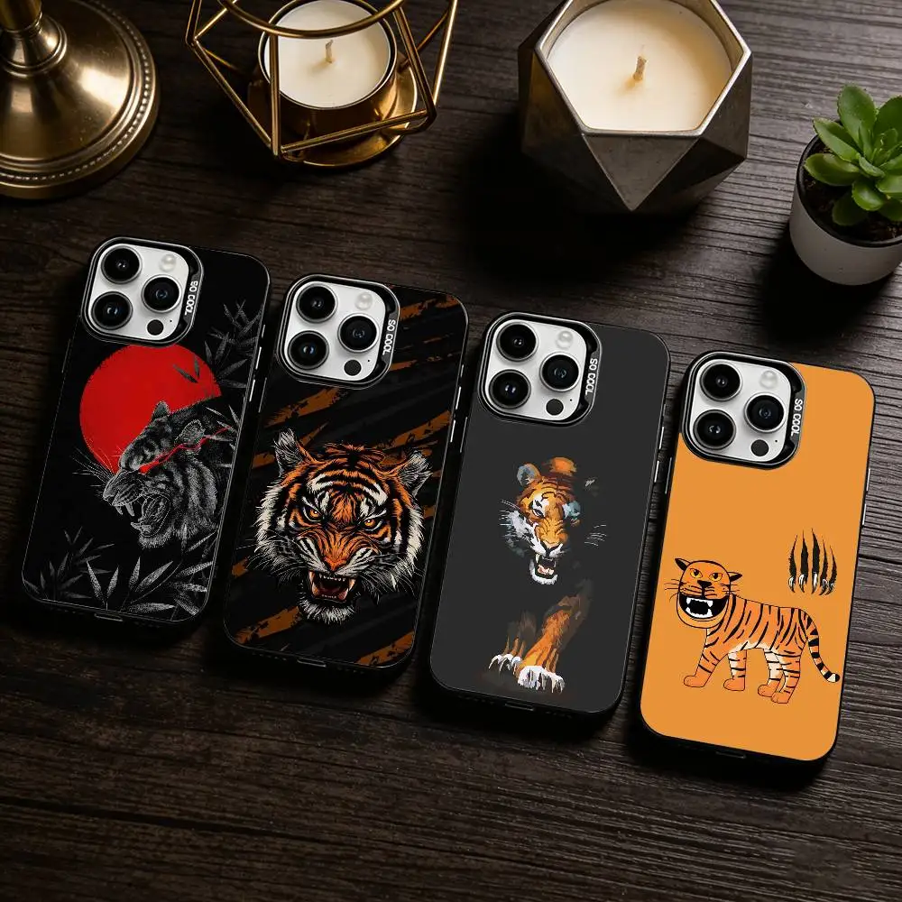 

A-Abstract T-Tiger Phone Case For iPhone 17,16,15,14,13,12,11 Plus,Pro Max,XS,Colored silver phone case