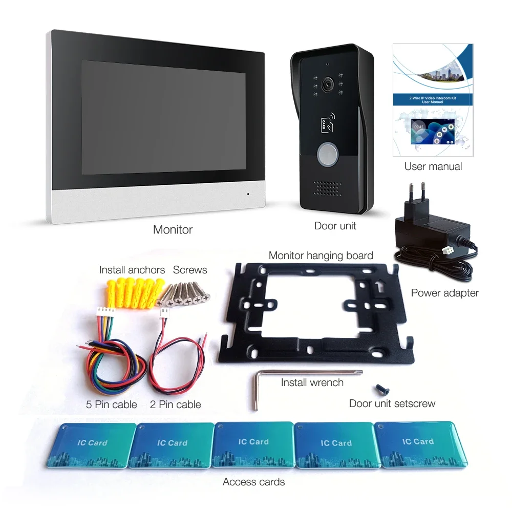 2 fili IP Tuya Wifi 1080P Videocitofono Videocitofono 7 ''Touch Screen a colori Telecamera Campanello Sistema di sicurezza porta