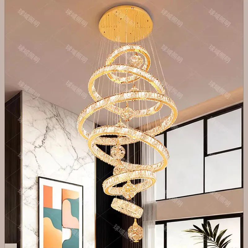 Modern home decoration crystal chandelier, stair Pendant lamp, living room Pendant lights, interior lighting