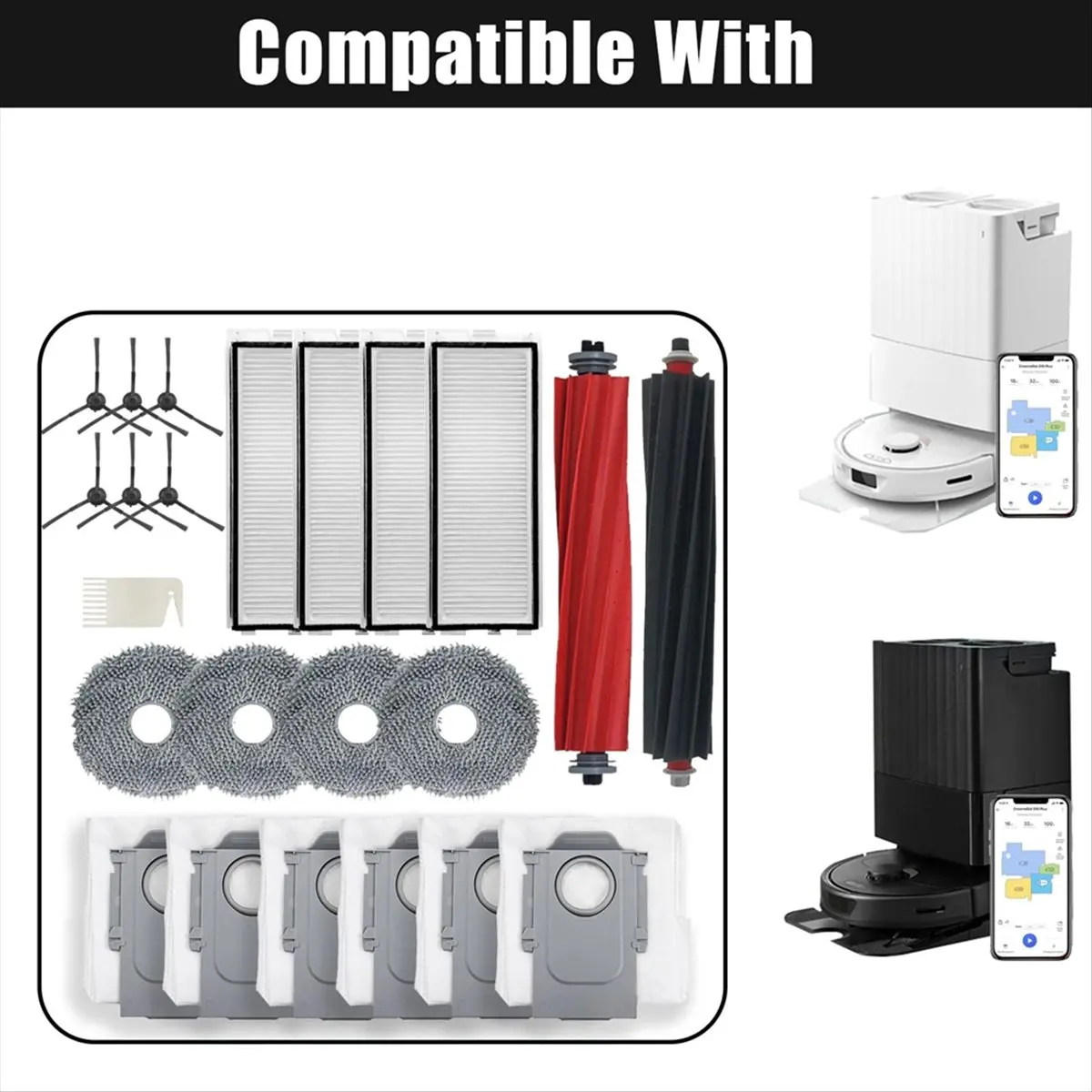 |Great Sell| Replacement Parts for Qrevo Master, Qrevo Master Robot Vacuum Cleaner Accessories Kit, Brushroll Filter Mop