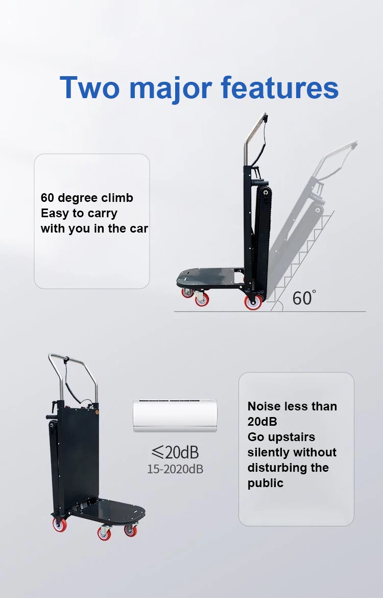 

Portable 250kg Customized Support Hand Truck Aluminium Electric Dolly Stairs with Crawler-type Stair Climbing Trolley