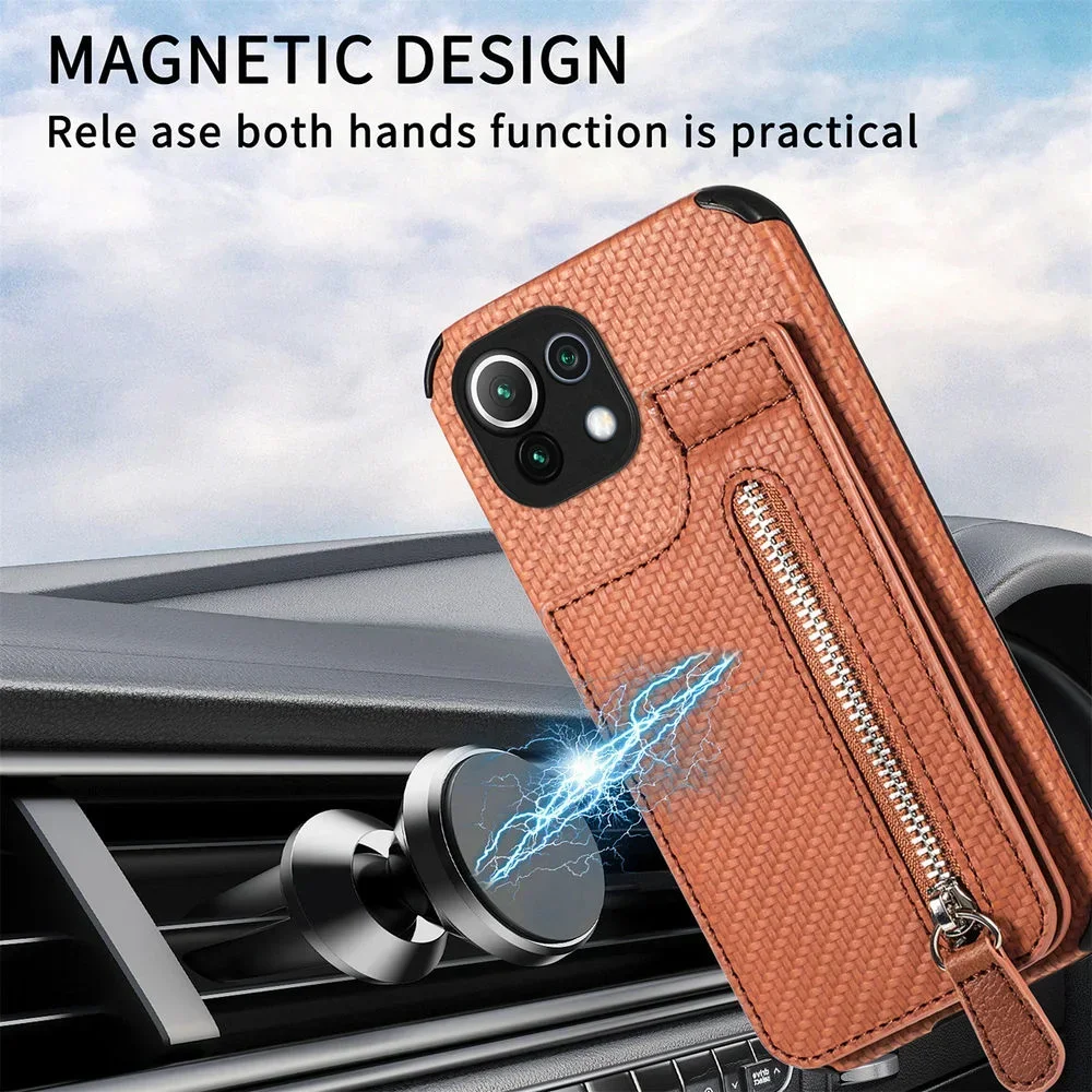 Zipper Wallet Case For Xiaomi 15T 13T 11T 13 Mi 11 Lite 5G NE 11i POCO F7 F5 F3 C65 X3 M6 X6 M7 X7 X8 Pro Max Magnet Case Cover view 5