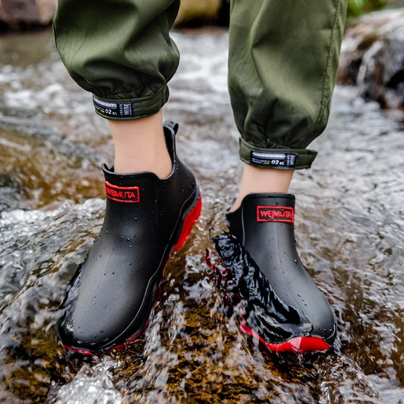 Botas impermeáveis para mulheres, Tornozelo para Casais, Botas de segurança para trabalho e jardim, Calçado de borracha para marido de pesca