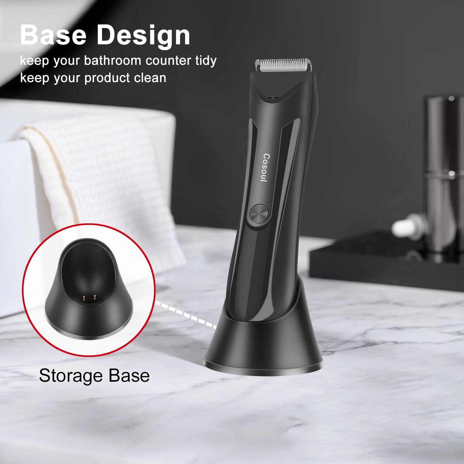 Cosoul  ماكينة تشذيب شعر الجسم للرجال، ماكينة تشذيب شعر العانة، ماكينة إزالة شعر المنطقة الحميمة، ماكينة تشذيب البيكيني للنساء، ماكينة تشذيب الفخذ