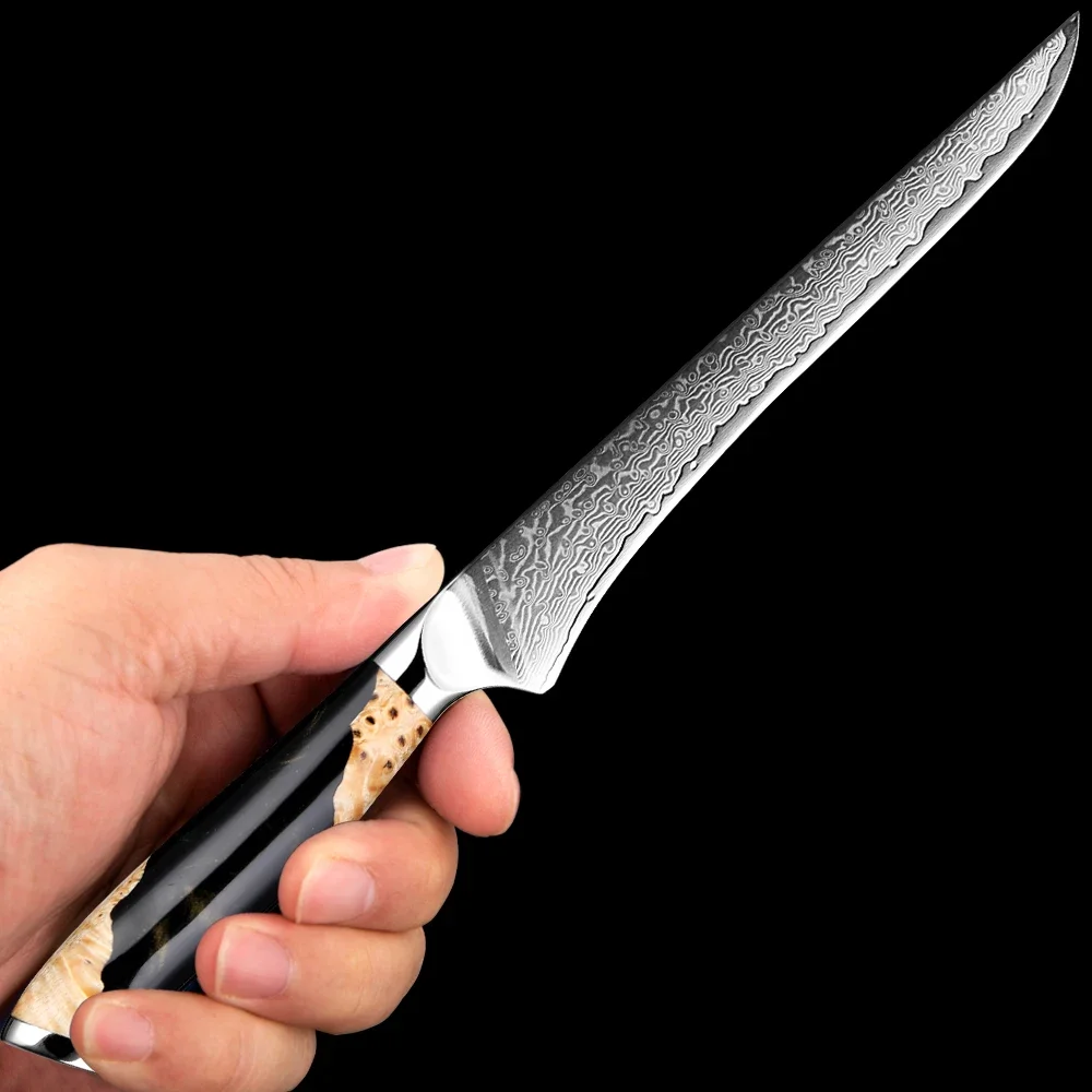 6 Inch Boning Fillet Knife Razor Sharp Chef Utility Knife Best Damascus Japanese VG10 Steel 67 Layer Awesome Edge Retention