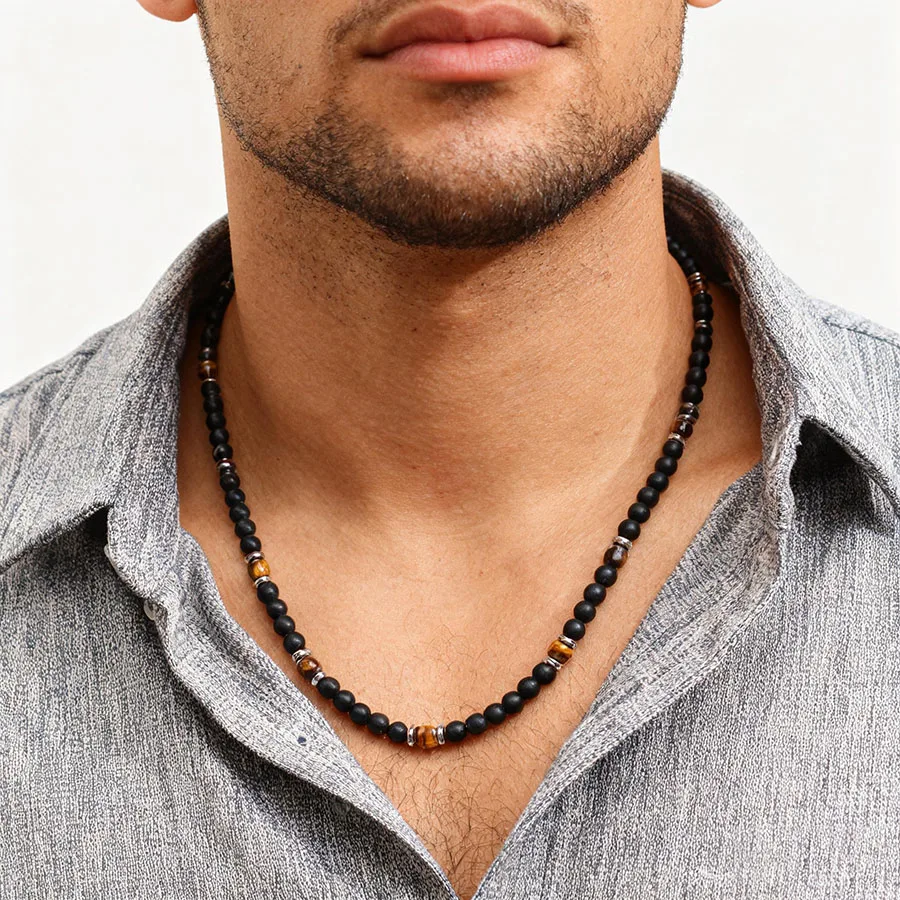 

Premium 6mm Stone Men Necklace Apparel Accessories 7 Styles Matte Howlite Beaded 20inch Collar Jewelry Holiday Cool Homme Joias