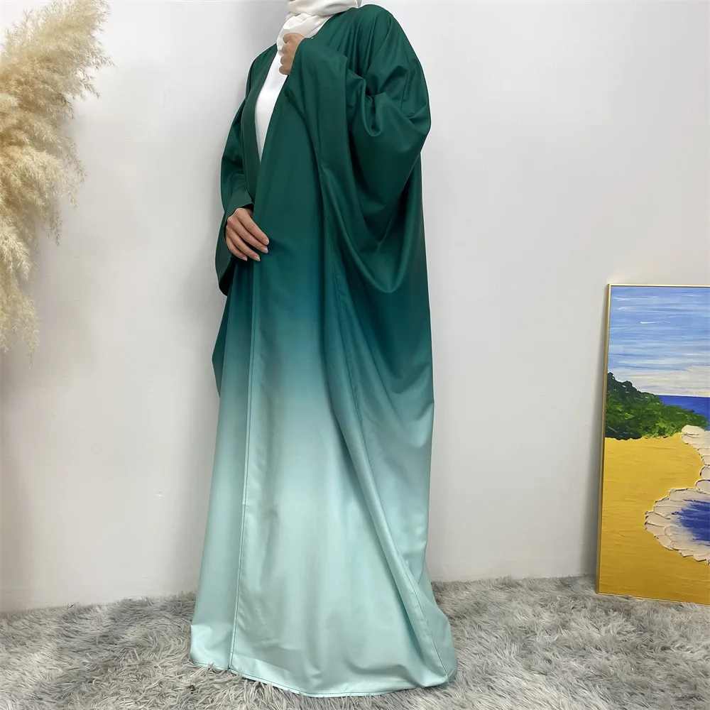 Ramadan femmes musulmanes ouvert Abaya dégradé couleur Kimono Cardigan dubaï turquie caftan vêtements islamiques robe Marocain Eid Jalabiya