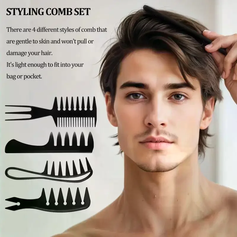 3/4Pcs Styling Comb Set For Men Hair Styling - Wide Tooth Comb Hair Pick Texture Comb Slicked-back Undercut Anti Static Comb