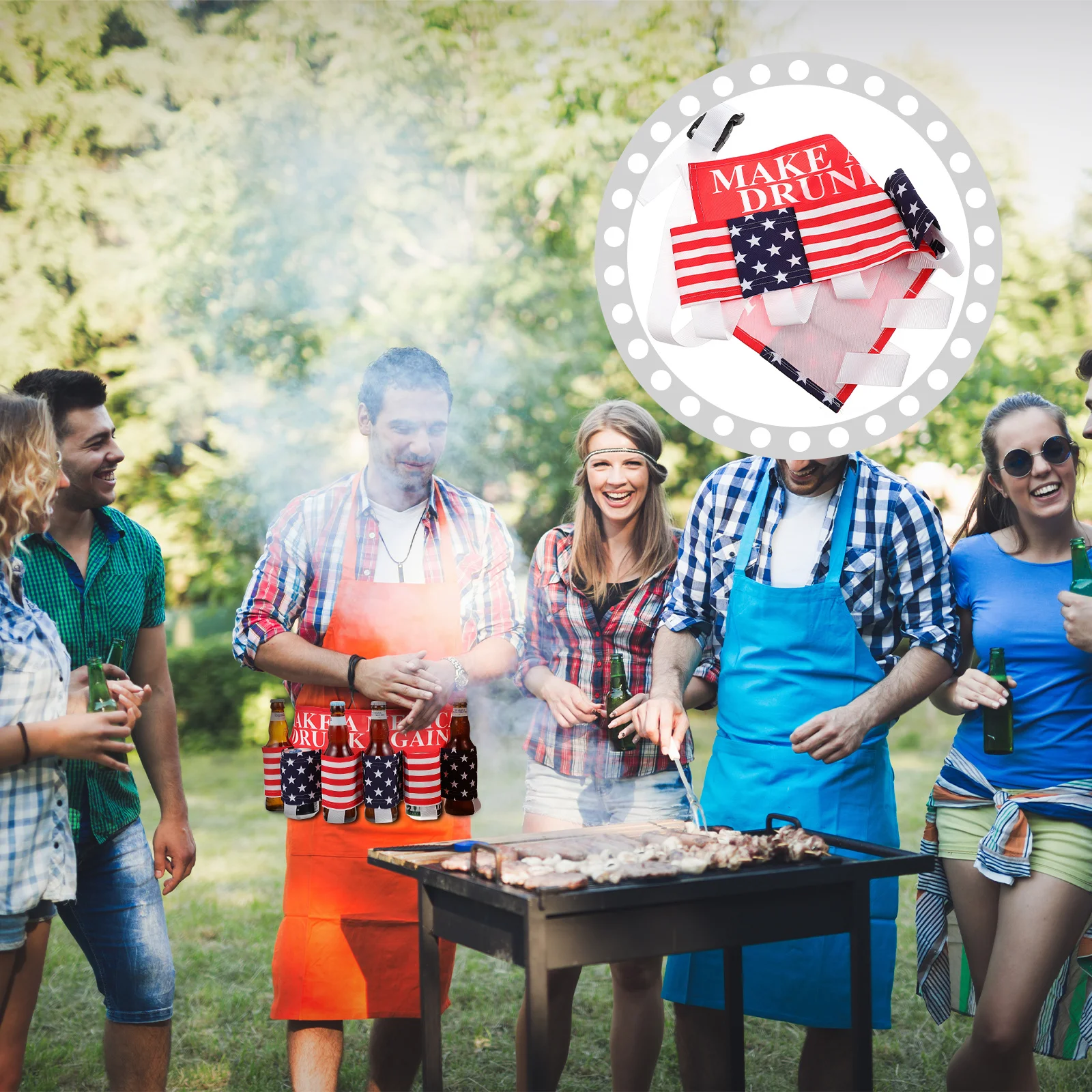 

1 pc Apron 6 Pack Beer Belt For Camping Parties Outdoor Events Beverage Holder Waist Bag For Oktoberfest Cotton Beer Containing