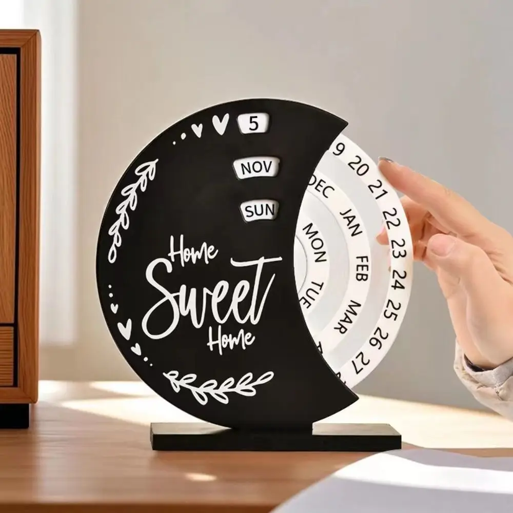 

Creative Manual Rotating Desk Calendar Month Date Display Adjustable Perpetual Calendar Reusable DIY Time Perpetual