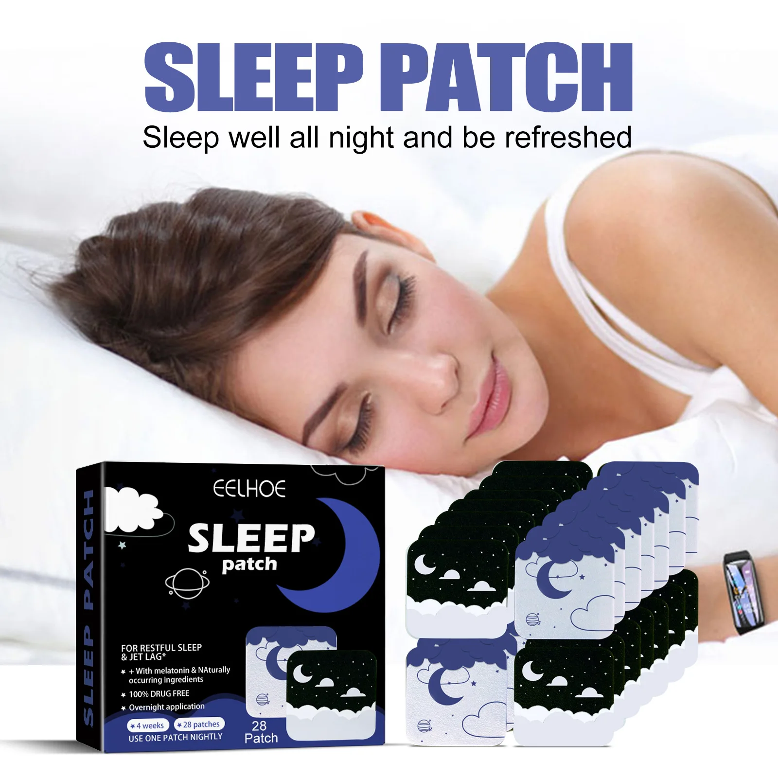 Eelhoe Improve Sleep Stickers Relieve Insomnia Irritability Stress Anxiety Headache Quality Body Relax Sleep Aid Medical Plaster