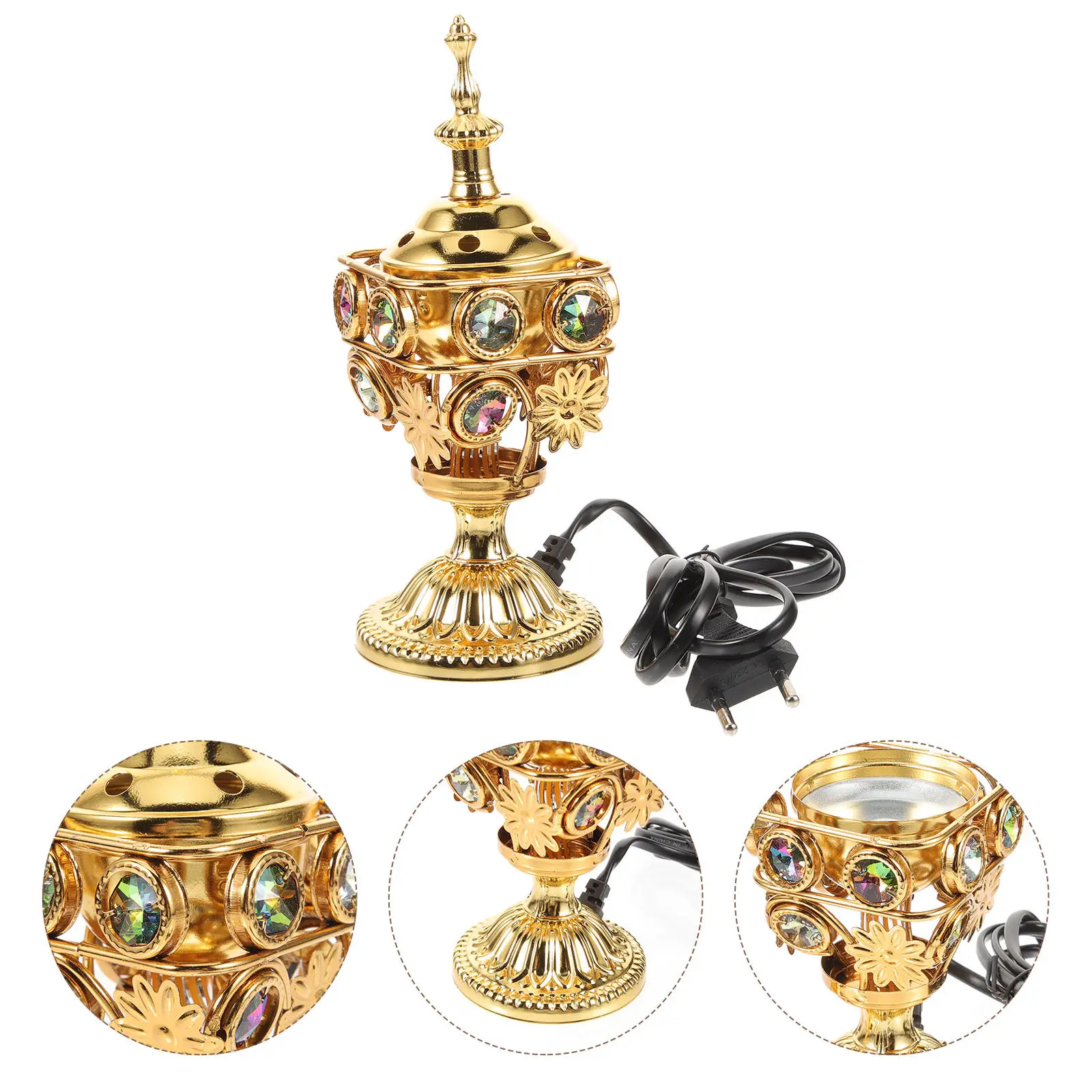Electric Incense Burner Eu Plug Compact Vintage Aroma Holder Easy Use Incense Censer Aromatherapy Relaxation Home Office Table