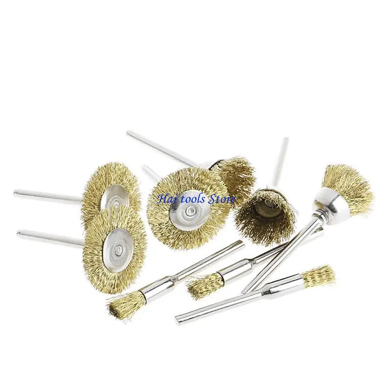 

X37E 9 Brass Brush Wire Wheel Brushes Die Grinder Rotary Electric Tool for Engraver