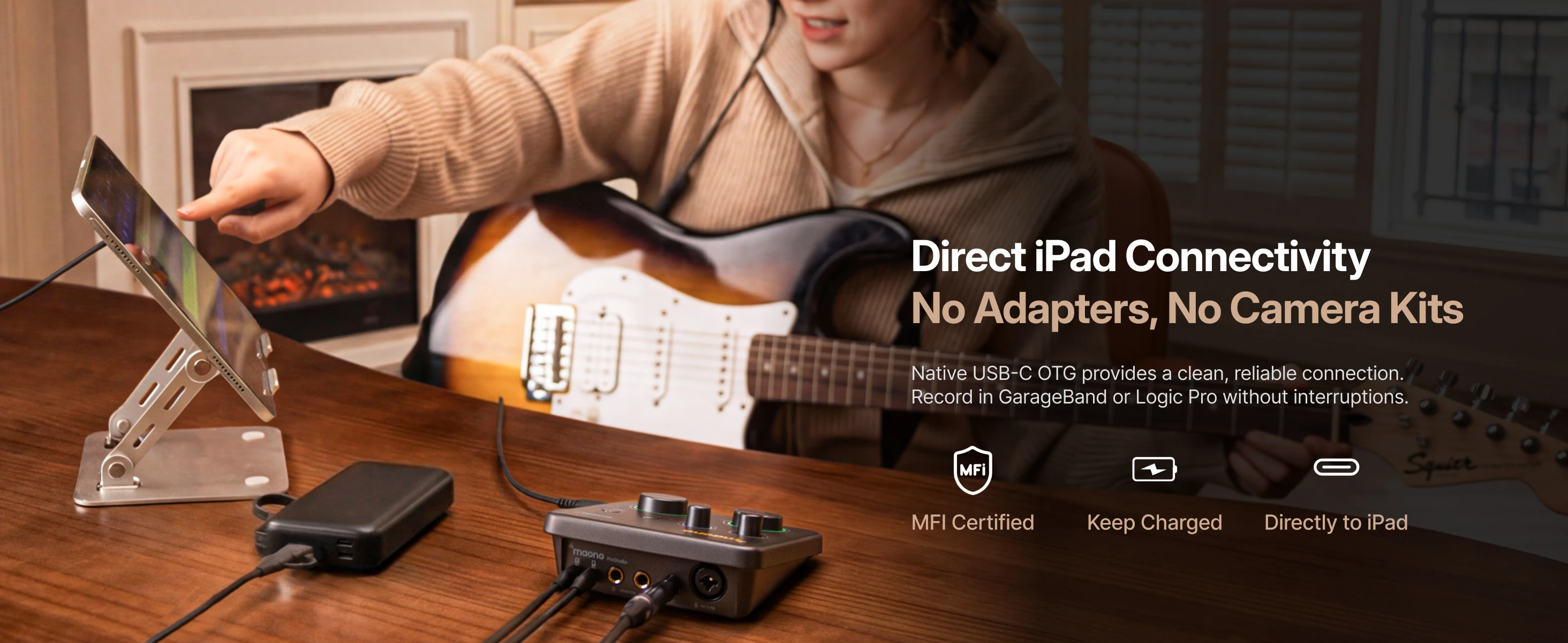 MAONO P1 Hybrid Audio-Interface mit 70dB Verstärkung für PC, Telefon, iPad, Gitarre, Auto-Gain, Loopback, ASIO für Podcast, Streaming, Musikaufnahme – Detail 5
