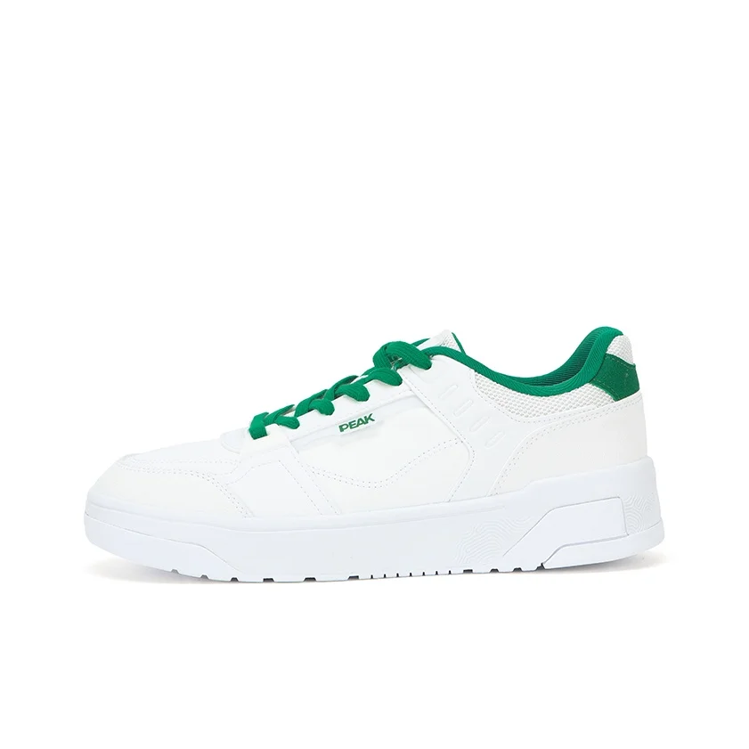 PEAK Taichi Cloud Trace Slip Resistant Cushioning Abrasion Resistant Low top Skateboard Shoes Men's White Green ET41397B/