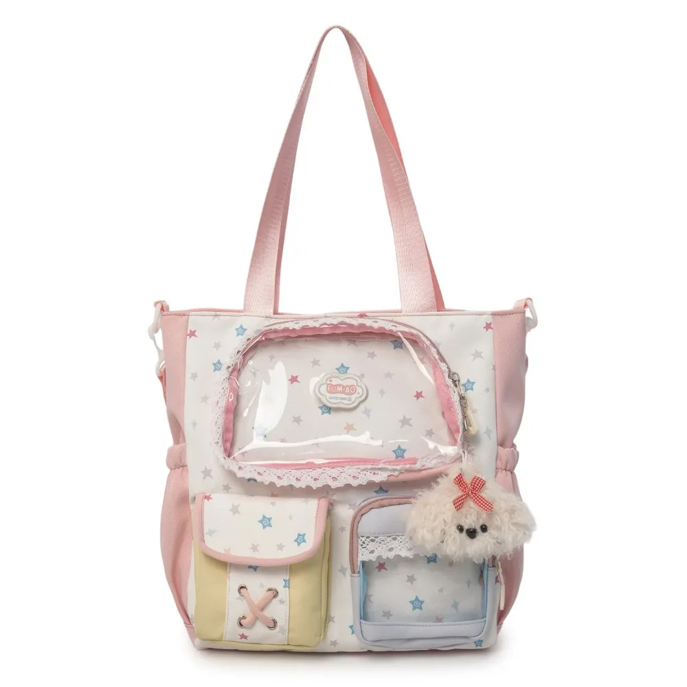 

Casual Sweet and Cute Ita Bag Preppy Style Cartoon Hand Tote Bag Large Capacity One-shoulder Crossbody Bag Girl