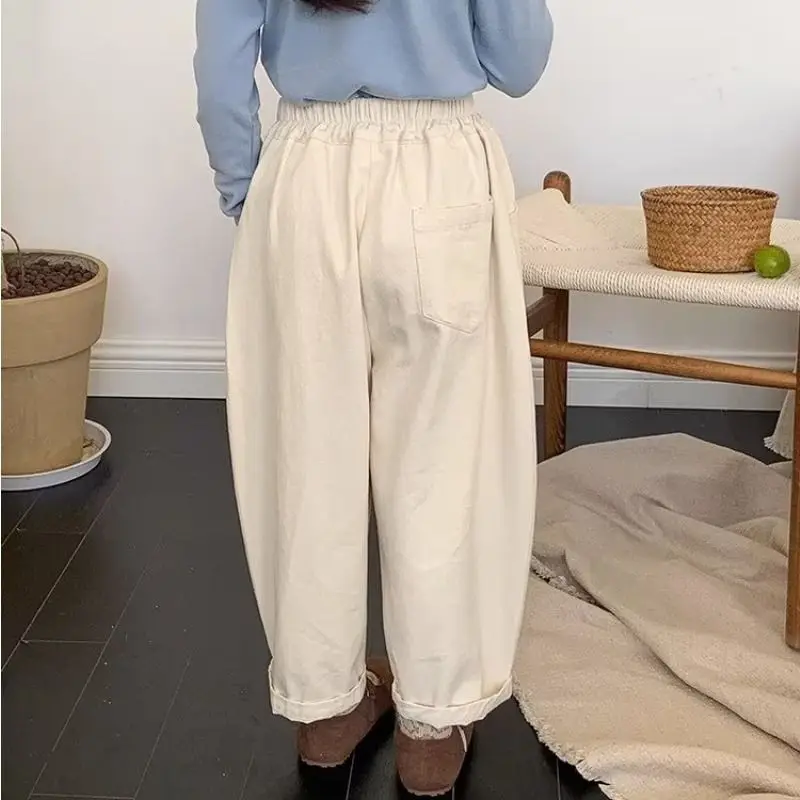 سراويل تقليدية فضفاضة للأطفال لون نقي متعددة الاستخدامات جزرة قرد ربيع الخريف ملابس أطفال أنيقة #5