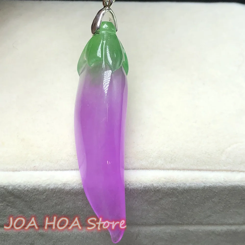 New Emerald JADE Ice-Spring Color [Fu Melon Pendant] Ice Permeable Full Perfect Purple-Pendant Rare Boutique Necklace Jewelry