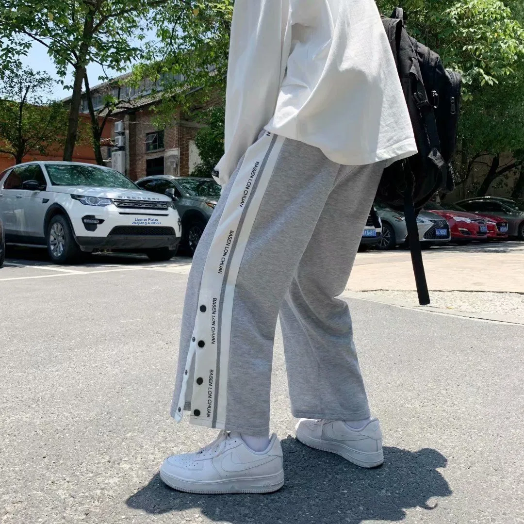 

Button up Baskeall Casual Pants for Boys Loose Fit Long Trousers Spring Autumn Tee Stripe Casual Wear Comfortable Loose J...