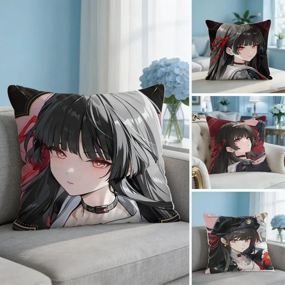 Game Chisa W-wuthering Waves Cushion Cover Soft Short Plush Throw Pillow Cover Hidden Zipper Cutecore Sofa Bedroom Home Decor
