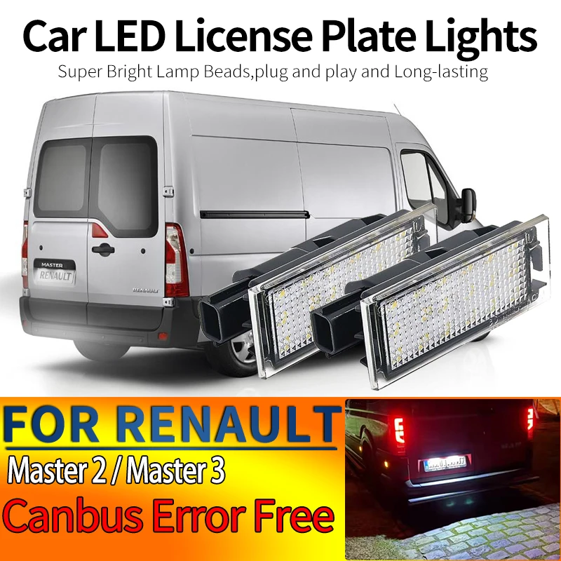 2x Auto-LED-Kennzeichenbeleuchtung für Renault Master 2 II 2003-2010 Master 3 Ⅲ 2010-2019 2020- Canbus Fehlerfrei Plug-and-Play
