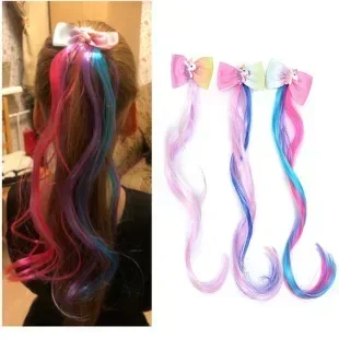 1pc Hair Clips Fake Twist Gradient Braid Headdress Girls Kids Unicorn Colorful Wig Hair Pin Children Hair Accessories