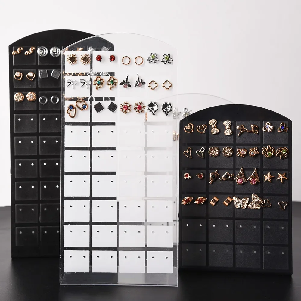 48/72 Holes Earrings Ear Studs Holder Jewelry Display Holders Portable Plastic Earring Showcase Storage Rack Organizer Stand Box