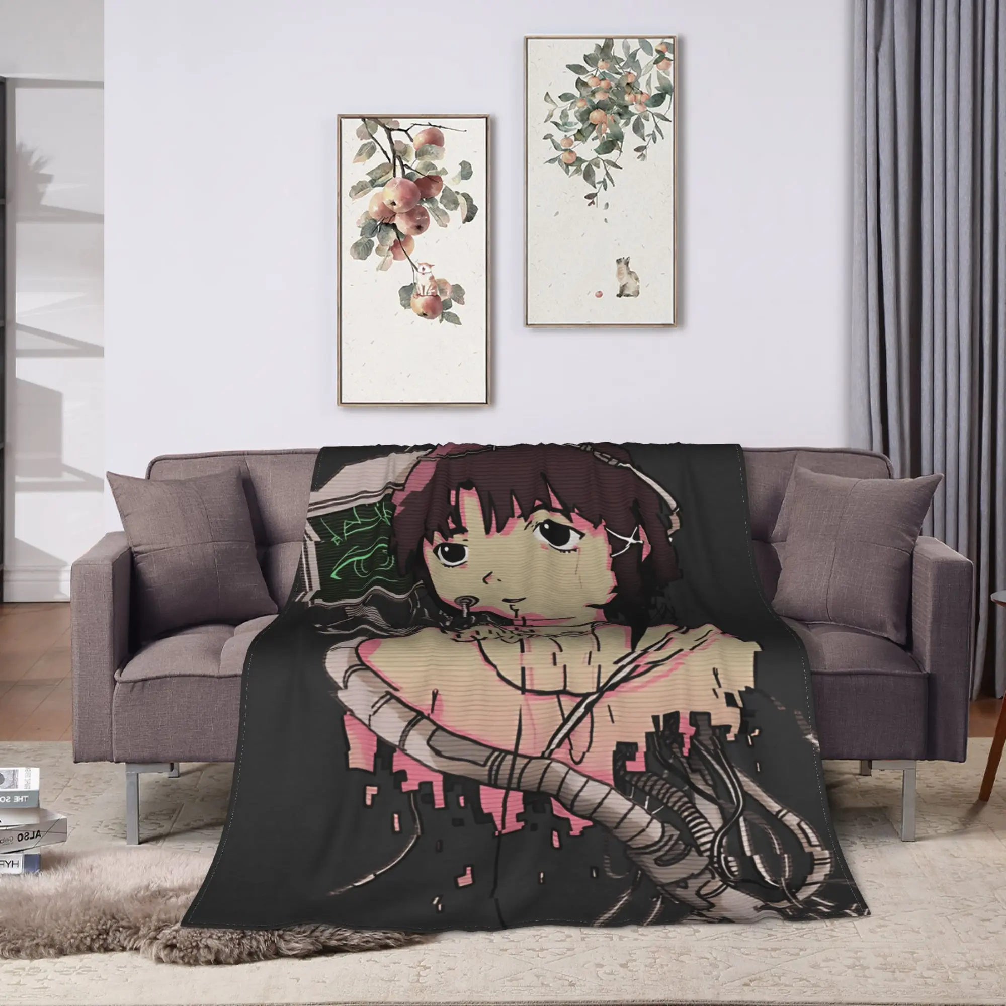 Anime Serial Experiments Lain Warm Blanket  Children Plush Throw Blanket Print Couch Bed Flannel Bedspread Sofa Bed Cover