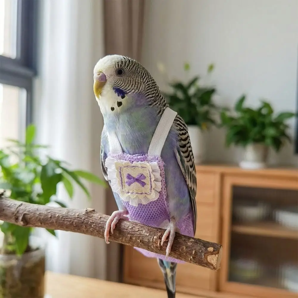 Bird Clothing Breathable Mesh Pet Parrot Diaper Snap-Closure Adjustable Parrot Nappy Cartoon Pattern Bird Vest Birds Supplies