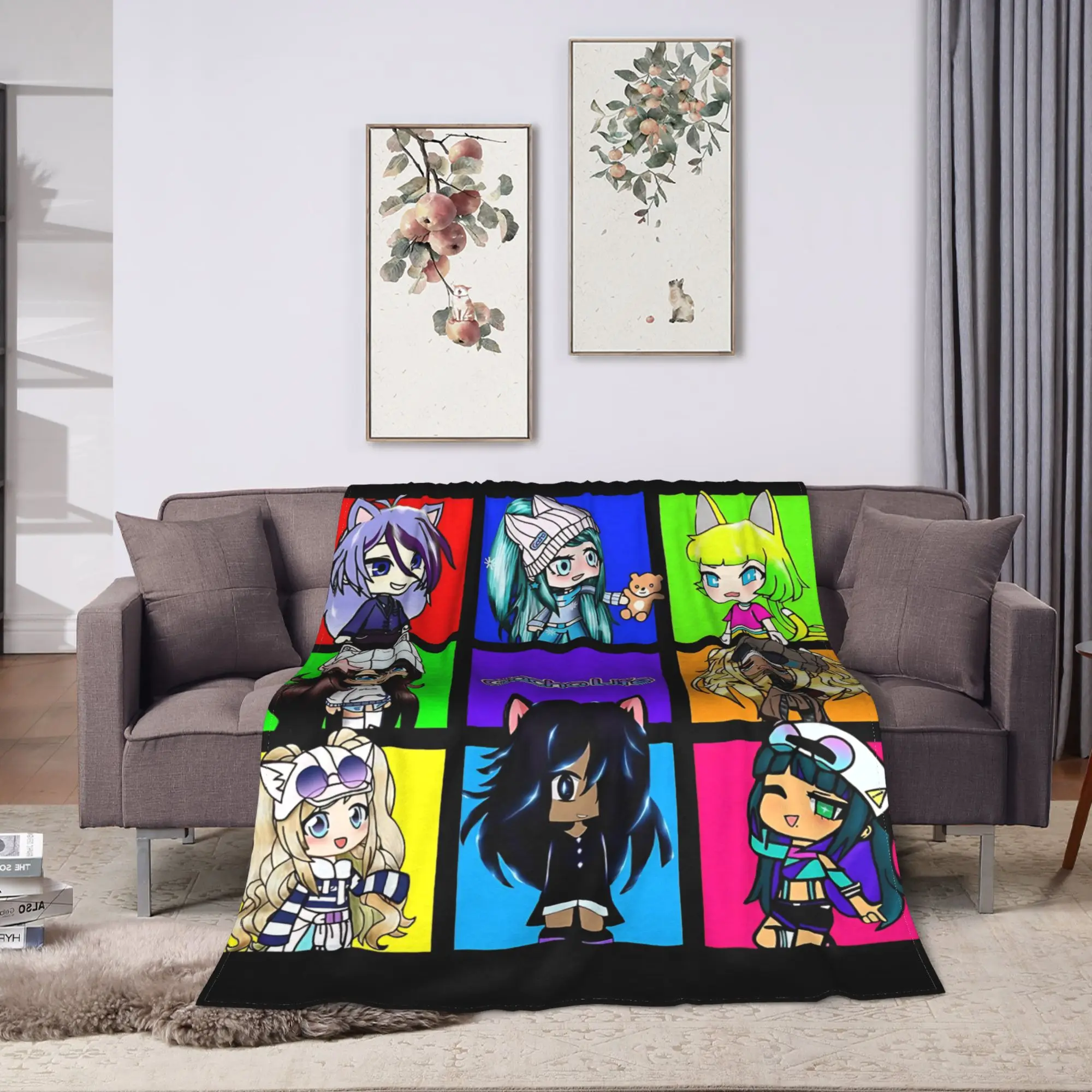 Kawaii chibi Gacha Blanket Quality Super Soft  Bedding Throws Autumn Travel Bedroom Novelty Bedspread
